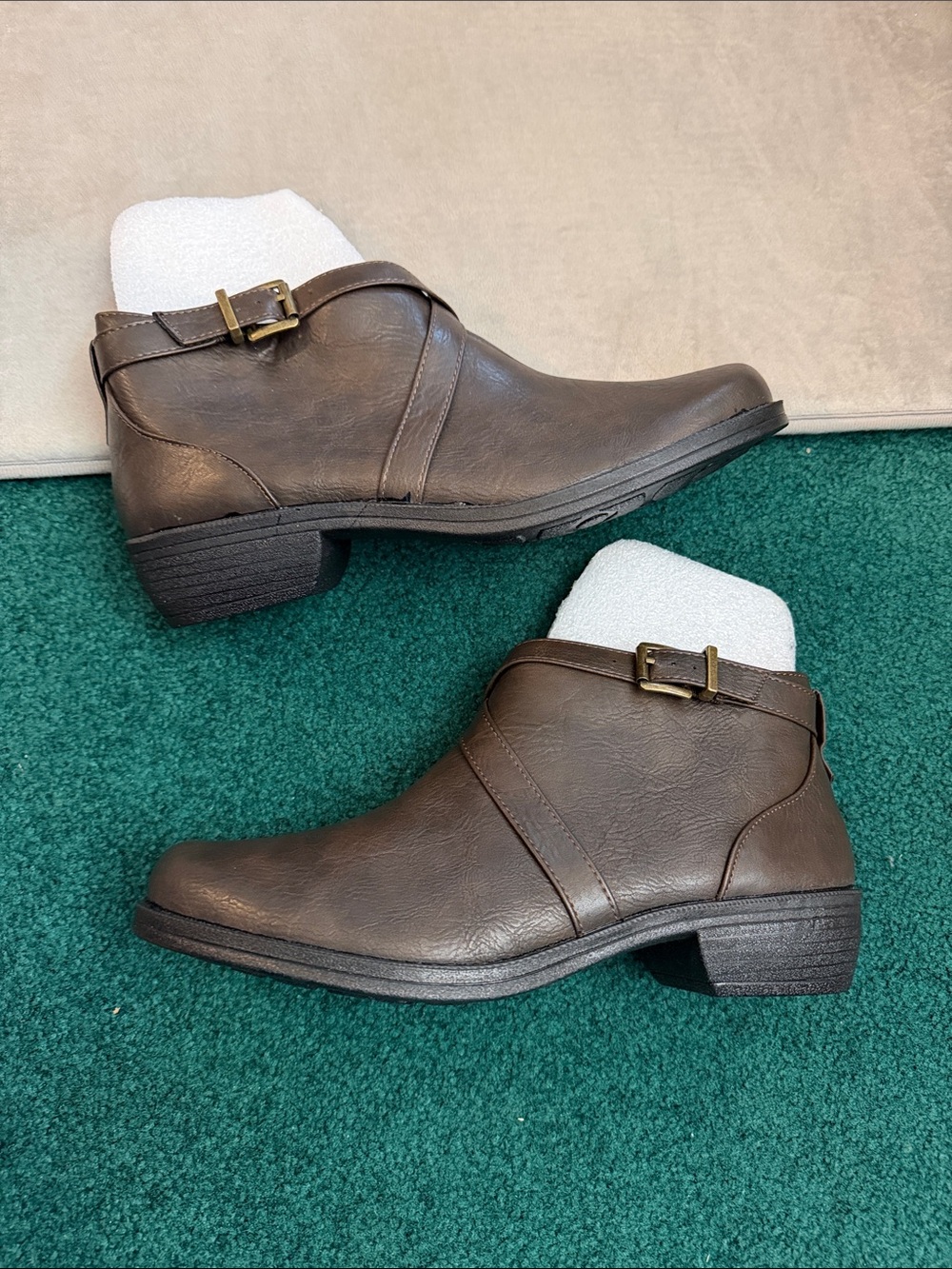 Easy Street Brown Ankle Boot with Buckle Strap 9.5
